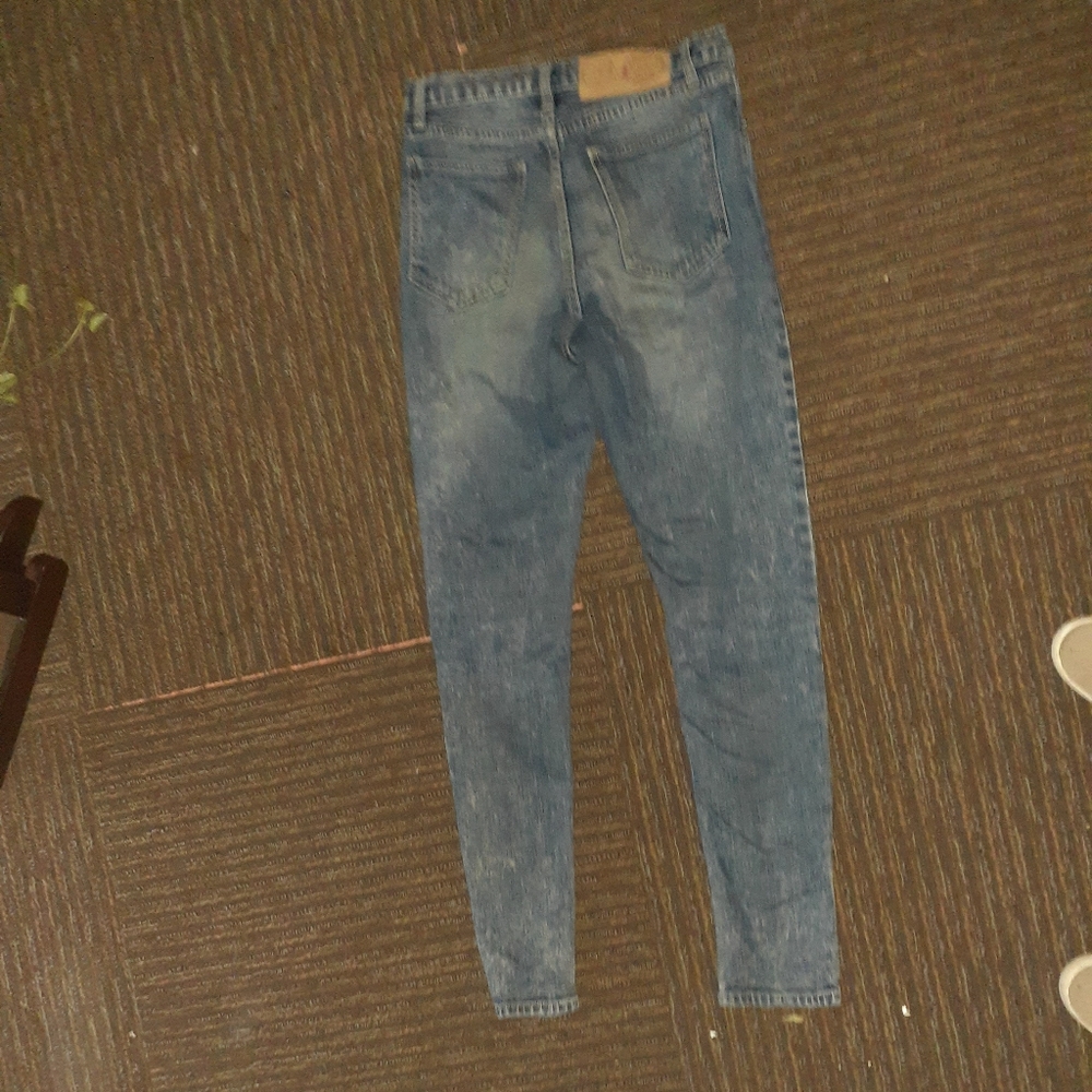 Dropped Tobi blue 27/32 cheap Monday jeans zip fly skull